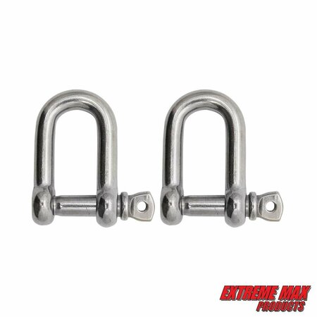 EXTREME MAX Extreme Max 3006.8243.2 BoatTector Stainless Steel D Shackle - 3/8", 2-Pack 3006.8243.2